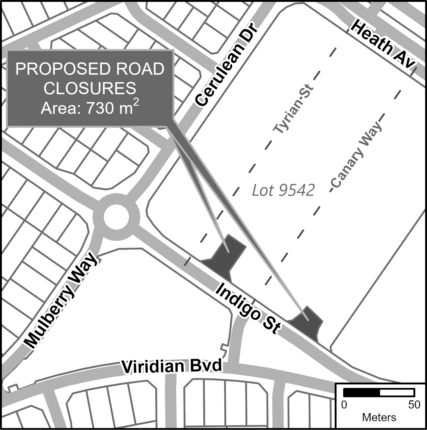 Proposed Road Closure (PERMANENT): Portion of unconstructed road reserve at Tyrian Street and Canary Way, Eglinton